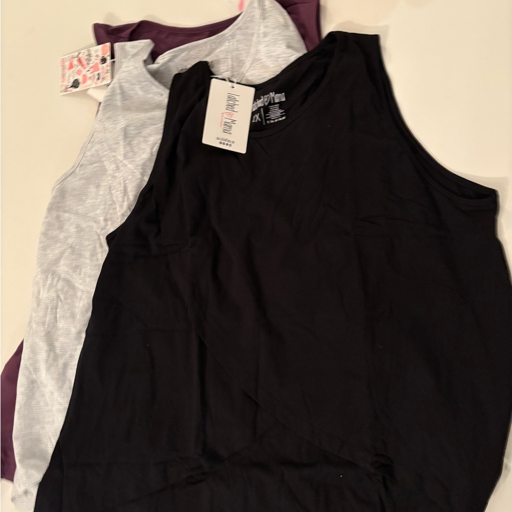 Latched Mama Petal Swing Breastfeeding Nursing Tank Top Black 2X